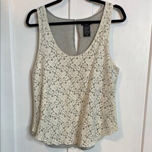 Talula | Elegant Cream Lace Tank Top Light bluey grey underlay - medium